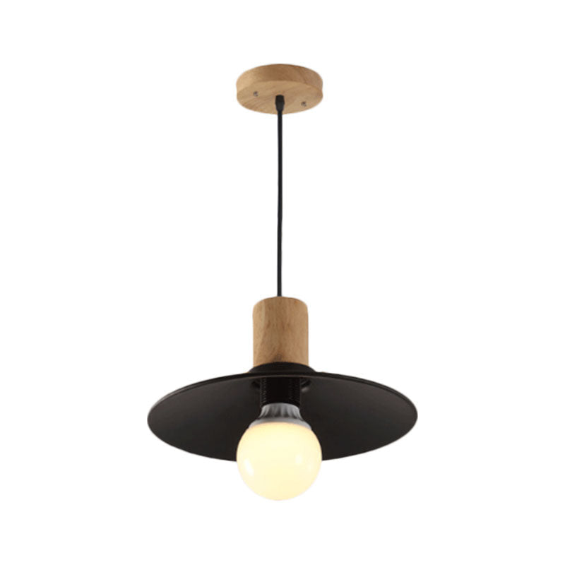 Metallic Black Pendant Lamp With Cone/Saucer Shade And Contemporary Design For Living Room