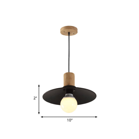 Metallic Black Pendant Lamp With Cone/Saucer Shade And Contemporary Design For Living Room