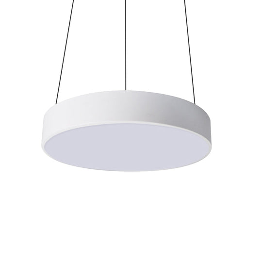 Modern Metal Drum Pendant Light With Led In White/Black Finish Available 3 Sizes