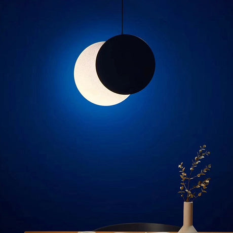 Modern Led Pendant Hanging Lamp - Rotatable Crescent Drop Light With Acrylic Shade In Black/White