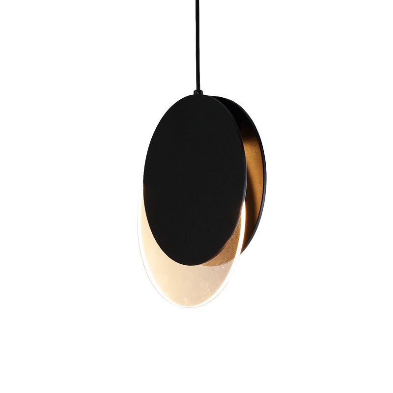 Modern Led Pendant Hanging Lamp - Rotatable Crescent Drop Light With Acrylic Shade In Black/White