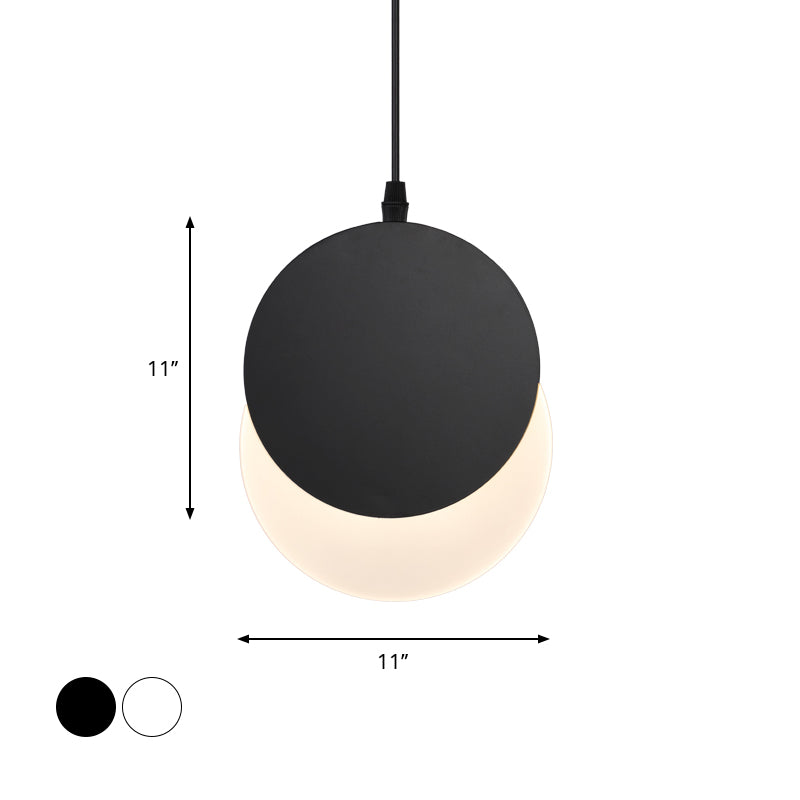 Rotatable Led Pendant Hanging Lamp With Acrylic Shade In Warm/White Light 7’/11’W - Black/White