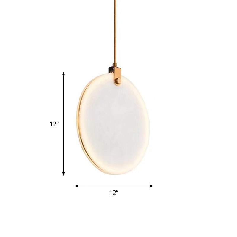 Round Glass Pendant Lamp With Modern Led Lighting In White Or Warm Light - Available 3 Sizes
