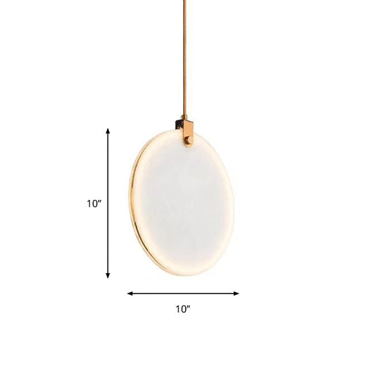 Modern White Glass Pendant Lamp With Led In 8/10/12 Diameter And Warm Light