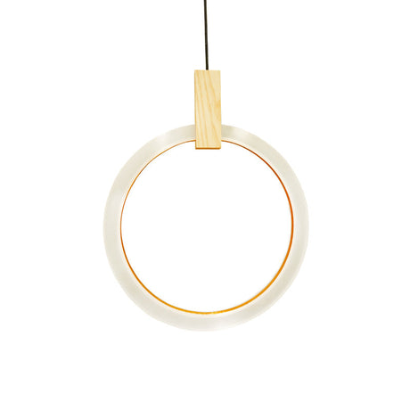 White Bedroom Suspension Pendant With Acrylic Shade And Ring Detail - 8’/12’/16’ Dia