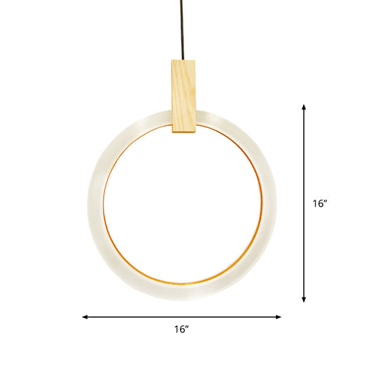 White Bedroom Suspension Pendant With Acrylic Shade And Ring Detail - 8’/12’/16’ Dia