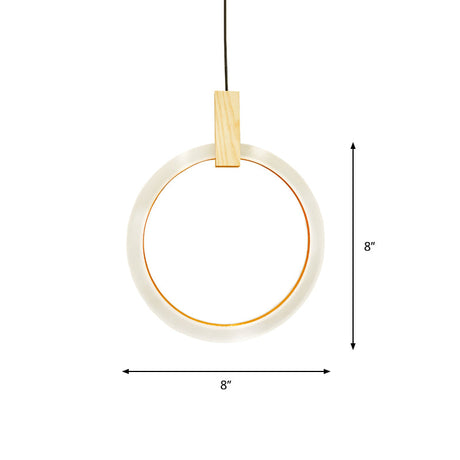 Modern Bedroom Pendant Light With Acrylic Shade And Hanging Ring - White Ceiling 8/12/16 Dia