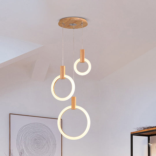 White Bedroom Suspension Pendant With Acrylic Shade And Ring Detail - 8’/12’/16’ Dia