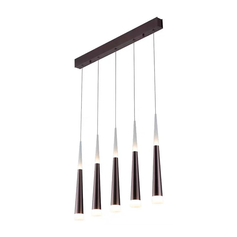 Noémie - Hanging 1/5/6 Lights Bar Pendant Light Tapered Simple Metal Silver/Brown Lamp In