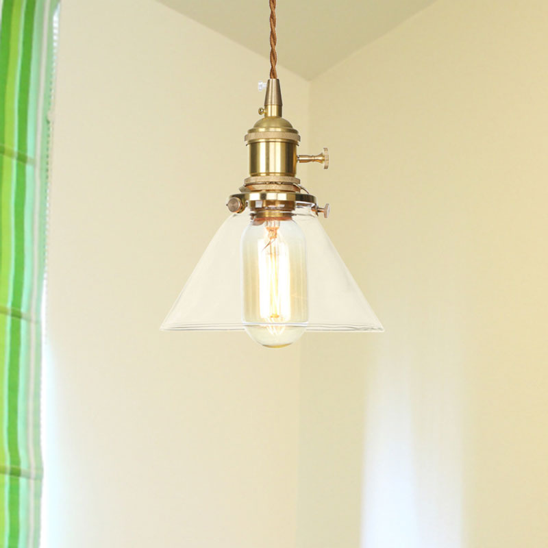 Adjustable Clear Glass Cone Pendant Light For Kitchen - Single Hanging Fixture