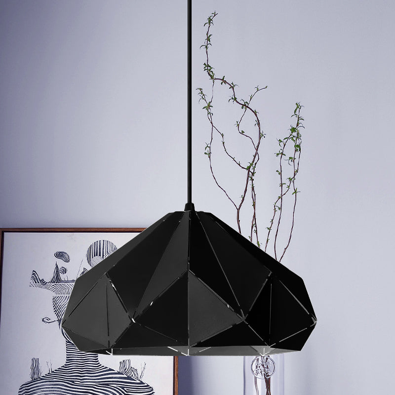 Origami Metal Hanging Pendant Light - Contemporary 1-Light Ceiling In Blue/Pink/Yellow Black