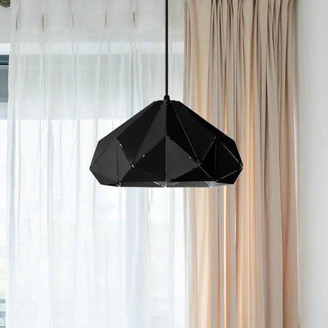 Origami Metal Pendant Light - Contemporary Hanging Ceiling (1 Light) In Blue/Pink/Yellow