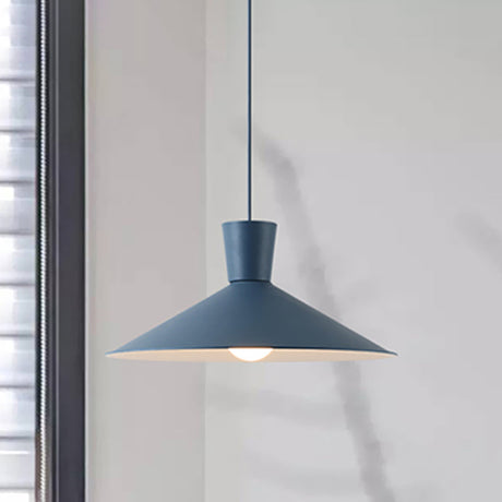 Nordic Cone Down Pendant Light - 1 Pink/Blue/Grey Metal Hanging Design