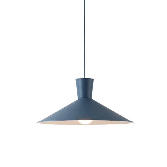 Nordic Cone Down Pendant Light - 1 Pink/Blue/Grey Metal Hanging Design