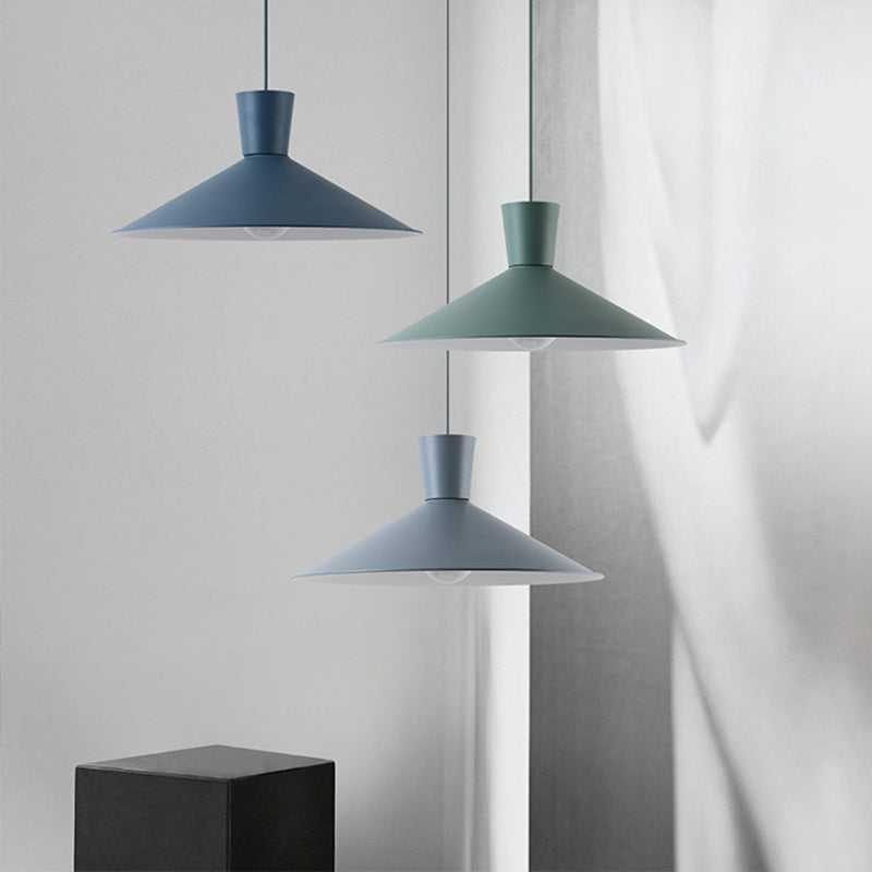 Nordic 1-Light Cone Pendant With Pink/Blue/Grey Down Lighting - Stylish Metal Hanging Light