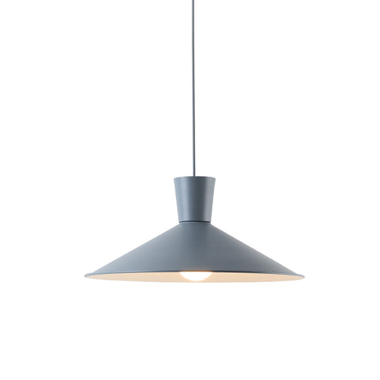 Nordic Cone Down Pendant Light - 1 Pink/Blue/Grey Metal Hanging Design