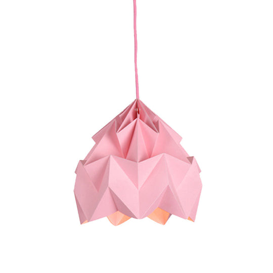 Origami Macaron Paper Ceiling Pendant Light - 9.5 Or 15 Diameter Pink/White/Green 1 Hanging Lamp Kit