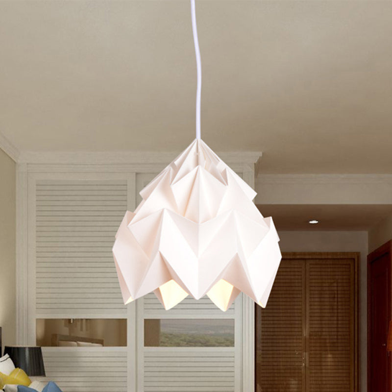 Origami Macaron Paper Ceiling Pendant Light - 9.5 Or 15 Diameter Pink/White/Green 1 Hanging Lamp Kit