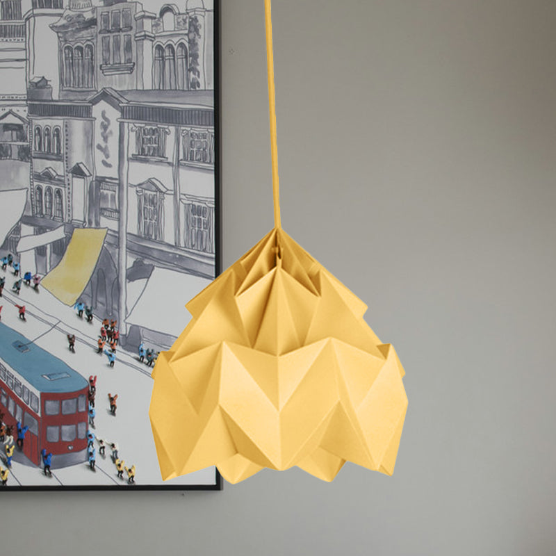 Origami Macaron Paper Ceiling Pendant Light - 9.5 Or 15 Diameter Pink/White/Green 1 Hanging Lamp Kit