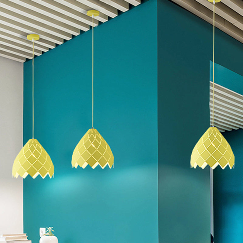 Modern Geometric Splicing Pendant Light - Nordic Metal 1-Light Pink/Yellow/Green Hanging Fixture