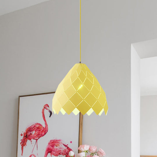 Modern Geometric Splicing Pendant Light - Nordic Metal 1-Light Pink/Yellow/Green Hanging Fixture
