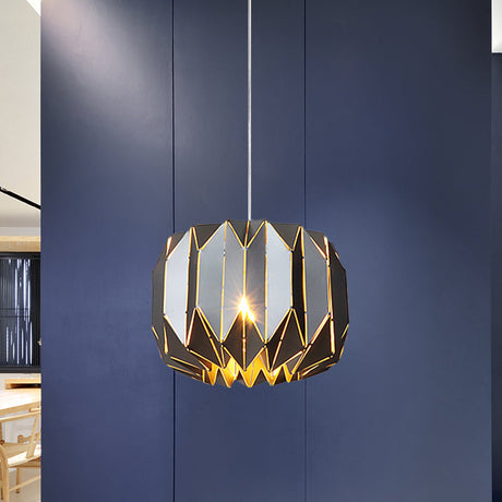 Modern 1-Light Ceiling Pendant With Sleek Silver/Black Metal Shade - Stylish Hanging Lamp Kit Black