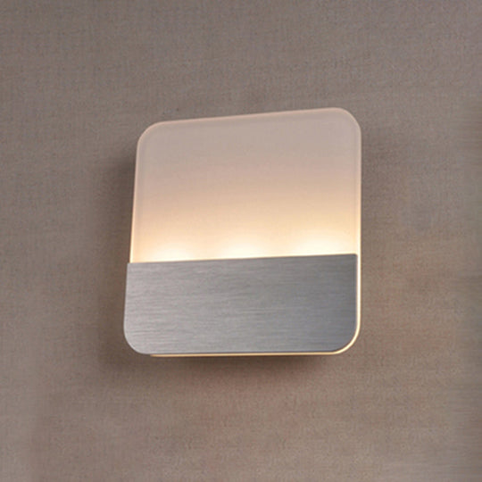 Modern Led Sconce Light: Sleek White Round/Square Design Single Acrylic Wall Lighting In Warm/White