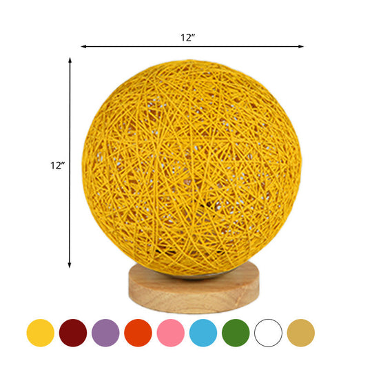 Modernist Rattan Ceiling Mount Light: Blue/Flaxen Globe Shade 6’/8’ Wide 1 Bulb Flush Lighting