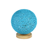 Modernist Rattan Ceiling Mount Light: Blue/Flaxen Globe Shade 6/8 Wide 1 Bulb Flush Lighting For