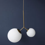 Gold Nordic Pendant Ceiling Light With Globe White Glass Shade - Set Of 2