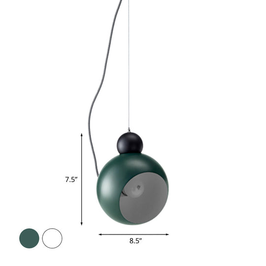 Stylish Nordic Metal Pendant Lamp - 1 Light Ceiling Lighting In Green/White For Living Room