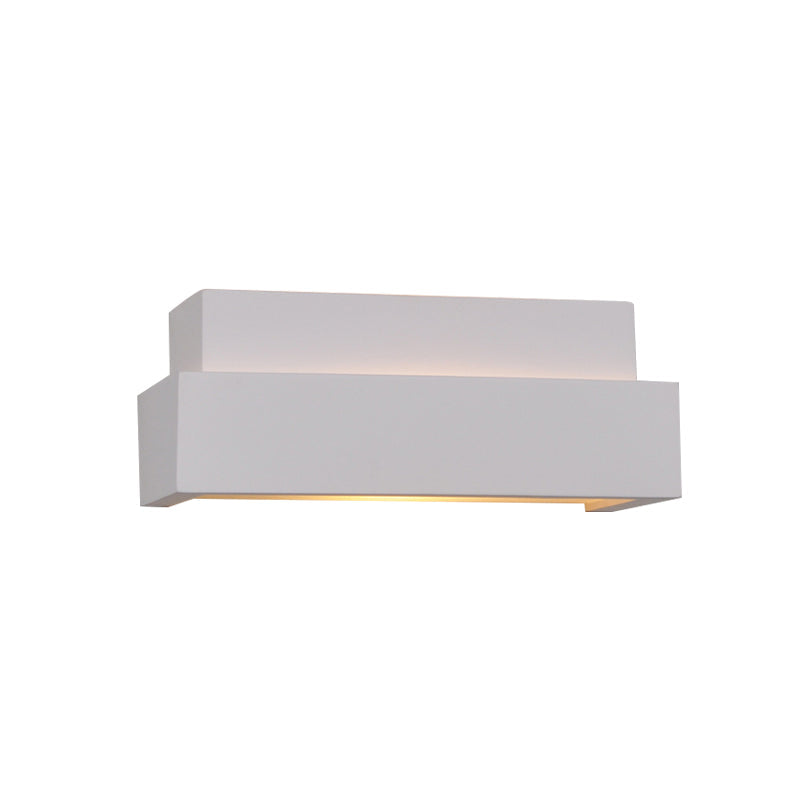 Simple Style White Rectangular Wall Washer Light For Bedroom - Plaster Mounted Lamp