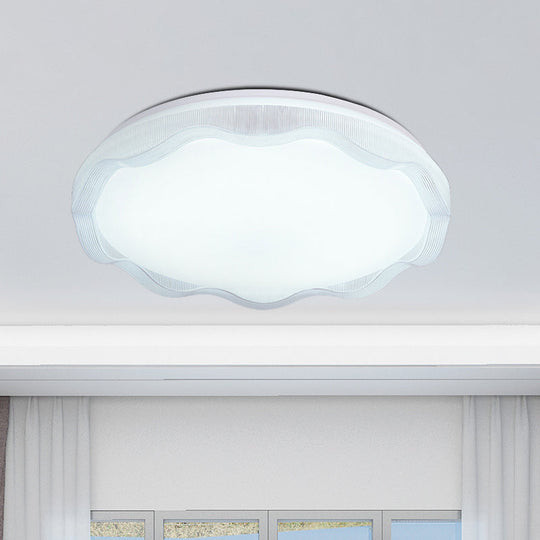 16/19.5 Simple Style Scalloped Ceiling Lamp With Acrylic Diffuser - White/Blue/Gold Flush Light