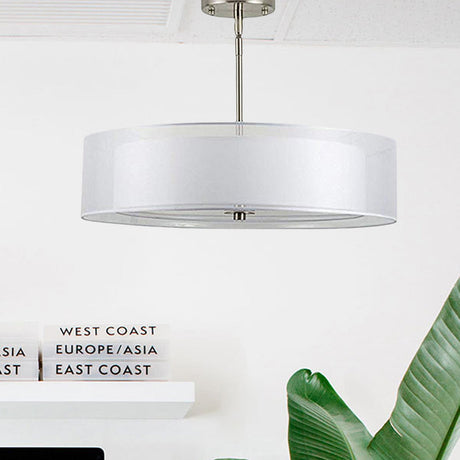 Contemporary Fabric White Led Hanging Pendant Lamp - 16/19.5/23.5 Diameter