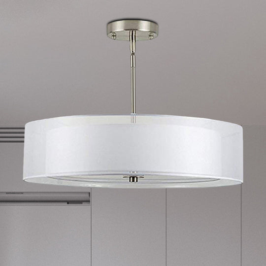 Contemporary Fabric White Led Hanging Pendant Lamp - 16/19.5/23.5 Diameter