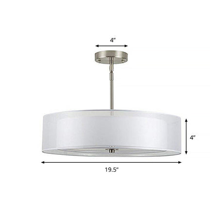 Contemporary Fabric White Led Hanging Pendant Lamp - 16/19.5/23.5 Diameter