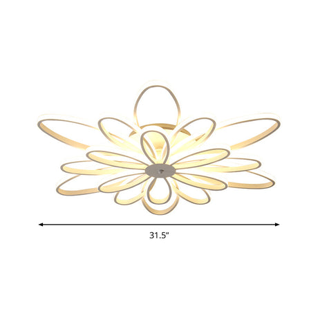Modern Chrysanths Ceiling Led Light Fixture For Living Room In Warm Or White Sizes 23.5-41