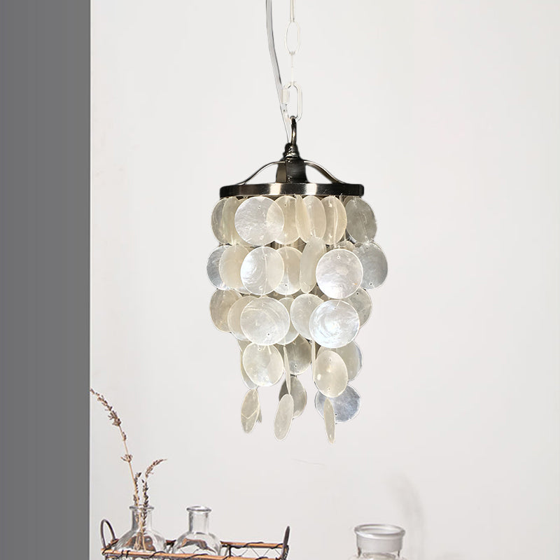 Nordic Shell Wind Chime Pendant Light - Elegant White Ceiling For Living Room
