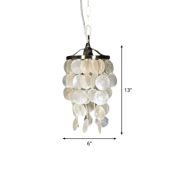 Nordic Shell Wind Chime Pendant Light - Elegant White Ceiling For Living Room