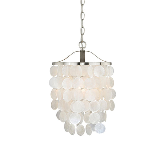 Nordic Shell Wind Chime Pendant Light - Elegant White Ceiling For Living Room