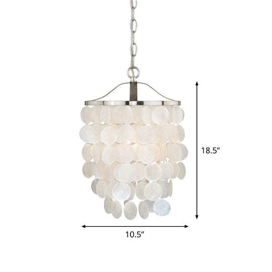 Nordic Shell Wind Chime Pendant Light - Elegant White Ceiling For Living Room