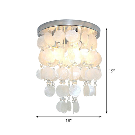 Nordic Shell White Wind Chime Pendant Chandelier - 1 Light Hanging Lamp Multiple Sizes Available