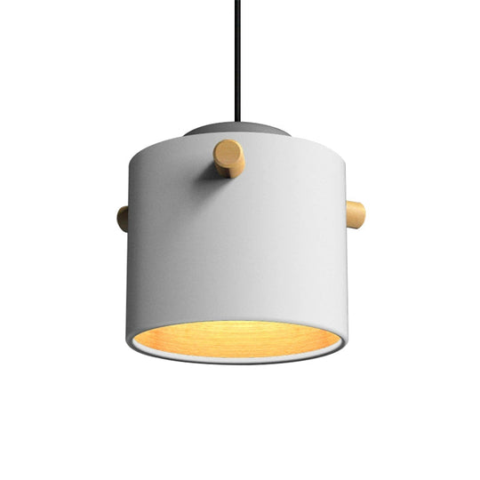 Modern Metal Shade Cylinder Pendant Light Fixture - Green/Pink/White Hanging Lighting