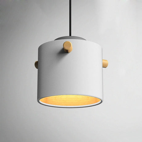 Modern 1 Light Metal Shade Hanging Pendant Green/Pink/White Cylinder Fixture