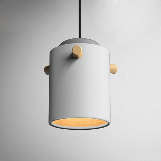 Modern Metal Shade Cylinder Pendant Light Fixture - Green/Pink/White Hanging Lighting