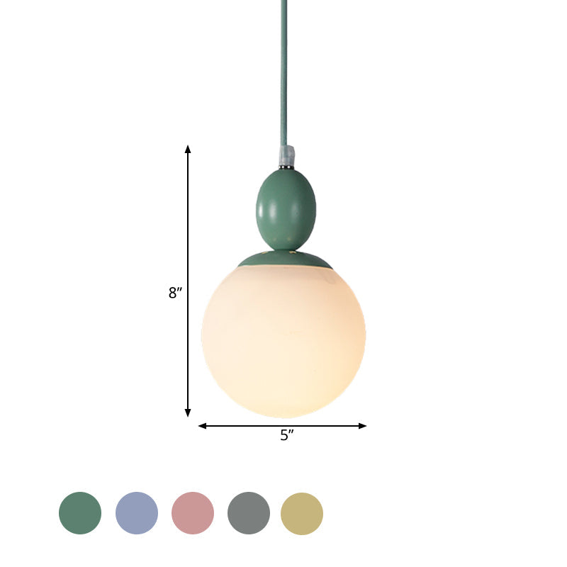 Pendulum White Glass Pendant Light: Post-Modern 1-Light Grey/Blue/Green Hanging Lamp
