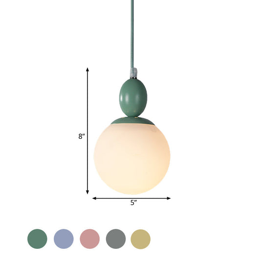 Pendulum Glass Pendant Lighting - Post-Modern 1 Light Hanging Lamp In White With Grey/Blue/Green