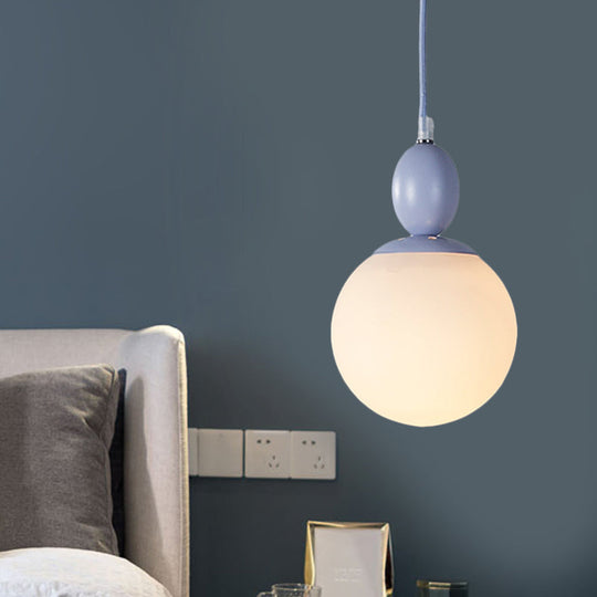 Pendulum Glass Pendant Lighting - Post-Modern 1 Light Hanging Lamp In White With Grey/Blue/Green