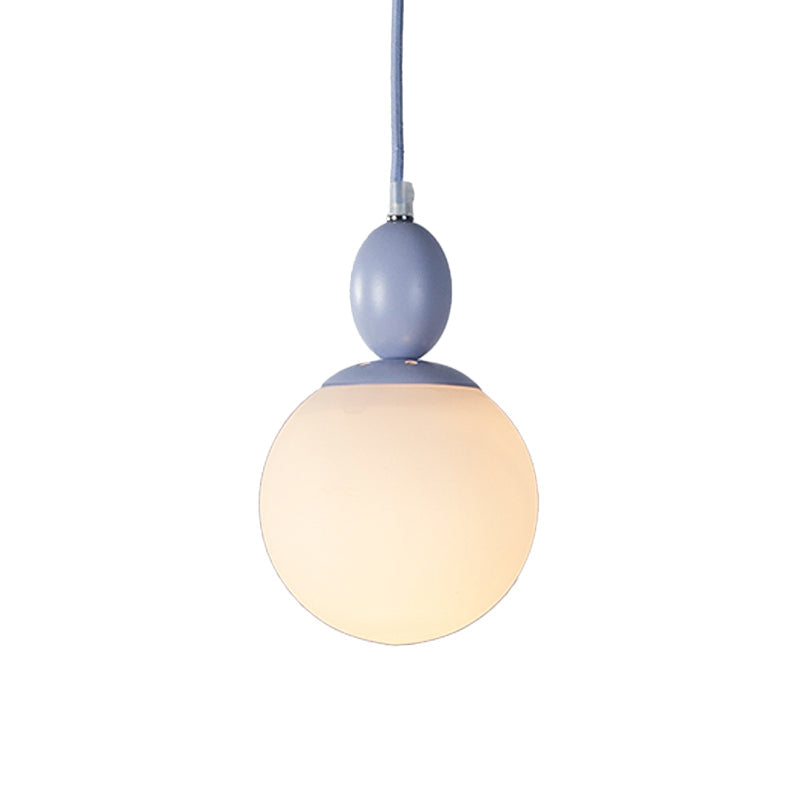Pendulum Glass Pendant Lighting - Post-Modern 1 Light Hanging Lamp In White With Grey/Blue/Green