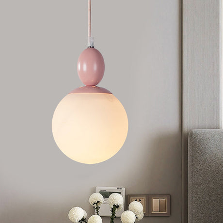 Pendulum Glass Pendant Lighting - Post-Modern 1 Light Hanging Lamp In White With Grey/Blue/Green
